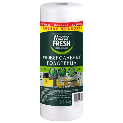 С0006861 УНИВЕРСАЛЬНЫЕ ПОЛОТЕНЦА Master FRESH в рулоне (СОТЫ) 60 шт. 25*30см 70% вискозы! Увеличенна
