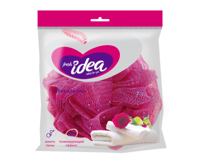 С0006294 Fresh idea  мочалка для тела ШАР (ДВОЙНАЯ нейлоновая сетка, УВЕЛИЧЕННЫЙ ВЕС 40 грамм), 1шт