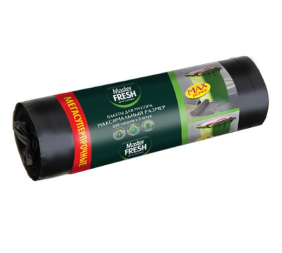 С0006267 Master FRESH пакеты для мусора 240л 100*130см максимальный размер суперпрочные 40мкм, 5 шту