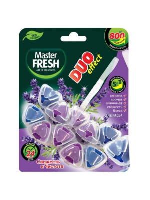 С0007428 Master FRESH подвесной блок для унитаза DUO EFFECT 800 смываний 5в1 формула GOLD ЛАВАНДА, 2