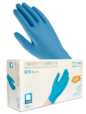 Перчатки нитриловые синие Wally Plastic (короб 100шт) Размер XL