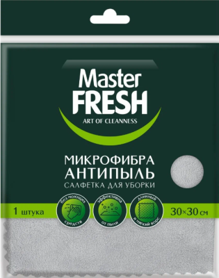 С0008596  Master FRESH МИКРОФИБРА антипыль(плюш) салфетка для уборки 30*30 см серая (К)