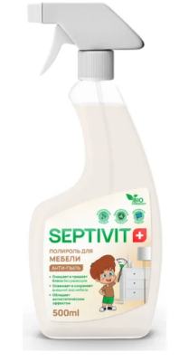 323 SEPTIVIT Антипыль, полироль для мебели, 0,5л 8шт/кор.