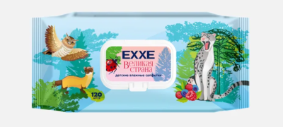 С0008111 EXXE Великая страна Влажные салфетки для детей (Ягодный микс), 120 шт