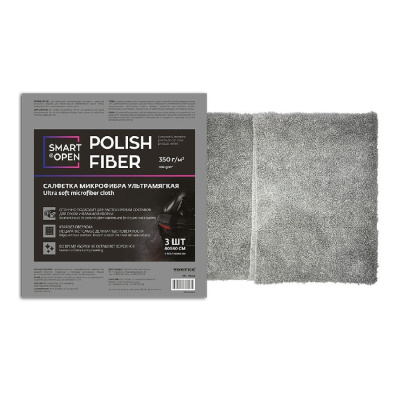 160322 Салфетка микрофибра ультрамягкая 40х40 Polish Fiber SMART OPEN -3 шт.