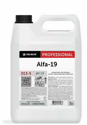 013-5 ¹ Alfa-19 (Альфа-19) 5л × 4шт/кор, Концентрат для уборки после строительства и ремонта