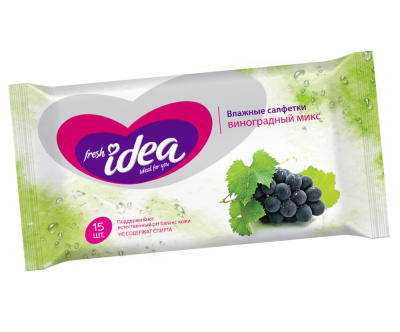 С0005898 Fresh idea  Универсальные салфетки 15 шт ВИНОГРАДНЫЙ МИКС