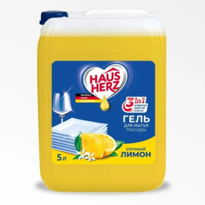 802726 Средство для мытья посуды Haus Herz сочный лимон 5 л
