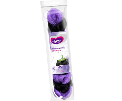С0006358 Fresh idea  мочалка для тела КОСИЧКА (УВЕЛИЧЕННЫЙ РАЗМЕР И ВЕС, нейлоновая сетка, С РУЧКАМИ