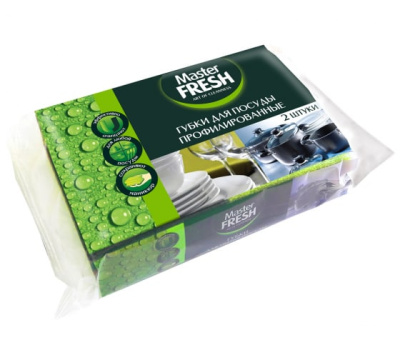 С0006373 Master FRESH Губки для мытья посуды профилированные 2 шт black/(50)